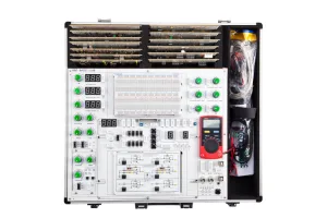 Scientech Basic Electronic/Logic/Electric/Communication Trainer designed that student study various basic themes like Electronic, Digital Logic, Communication and electric. Various basic test instruments are built-in (DMM/OSC/FG/DAQ).
